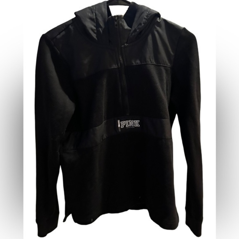 PINK XS Black Half Zip Hoodie